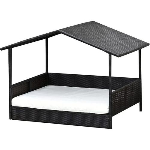 Niche Pour Chien Avec Coussin En Rotin Noir 95 X 69 X 70 Cm