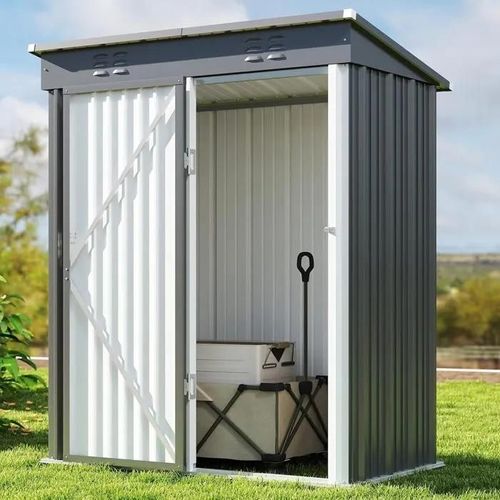Abri De Jardin En Métal Abri À Outils, Abri De Rangement Extérieur Maison De Jardin 180x162x95 Cm (Gris)