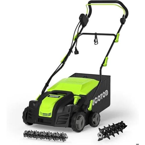 Dégâcheur et Scarificateur Électrique 2 en 1 ¿ 40,6 cm, Moteur 15 A, Sac de Chaume 50L