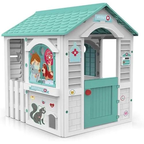 Centre Vétérinaire, Maison De Jardin Pour Enfants +24 Mois, Cabane Extérieure Avec 11 Accessoires Vétérinaire