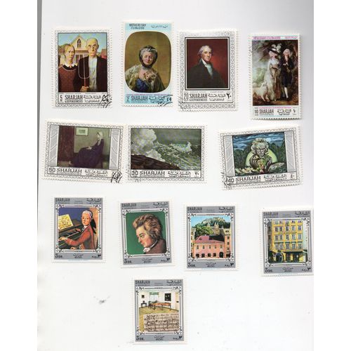 Sharjah- Lot De 12 Timbres Oblitérés- Tableaux Divers