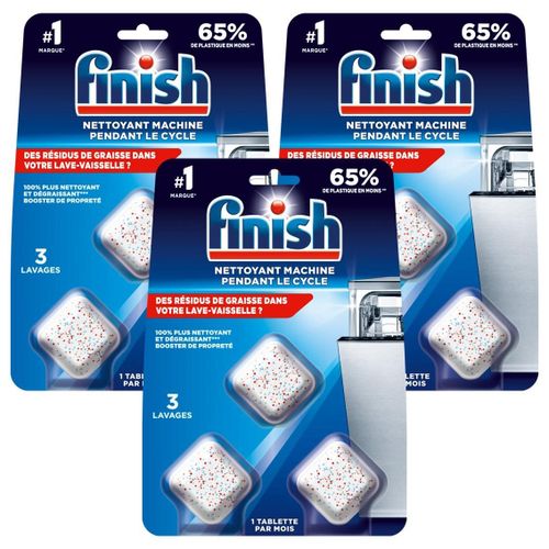 Finish Lot de 3 Blisters 3 Tablettes Entretien Lave-vaisselle Pendant le Cycle