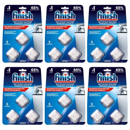 Finish Lot de 6 Blisters 3 Tablettes Entretien Lave-vaisselle Pendant le Cycle