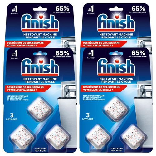 Finish Lot de 4 Blisters 3 Tablettes Entretien Lave-vaisselle Pendant le Cycle