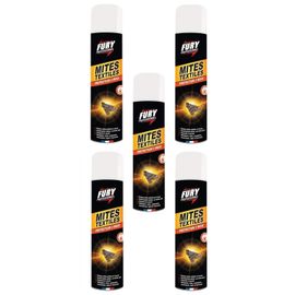 Fury Lot de 5 Aérosols 400 ml Anti-Mites et Larves Textiles Pulvérisation Sèche