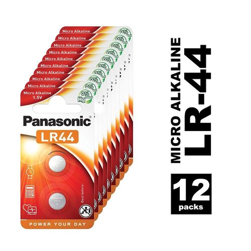 Panasonic Lot de 12 Blisters 2 Piles LR44 Micro Alcaline - 1.5V
