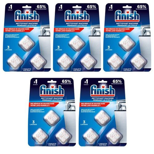 Finish Lot de 5 Blisters 3 Tablettes Entretien Lave-vaisselle Pendant le Cycle