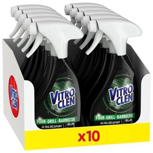 VITROCLEN Lot de 10 Sprays nettoyant ultra décapant four-grill-barbecue - 250 ml