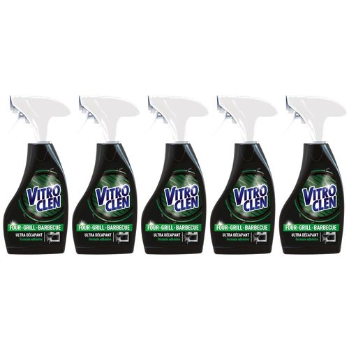 VITROCLEN Lot de 5 Sprays nettoyant ultra décapant four-grill-barbecue - 250 ml