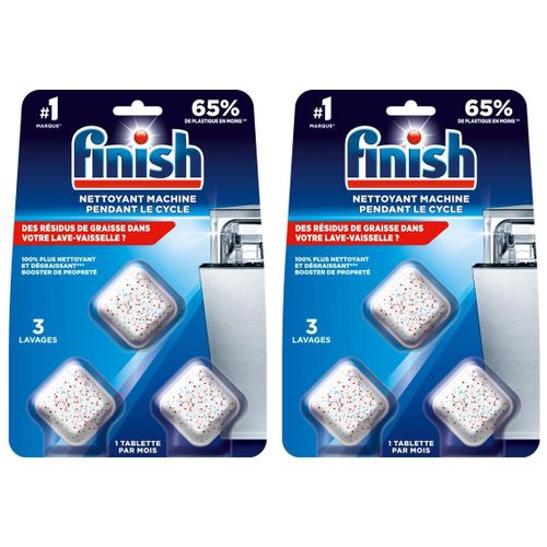 Finish Lot de 2 Blisters 3 Tablettes Entretien Lave-vaisselle Pendant le Cycle