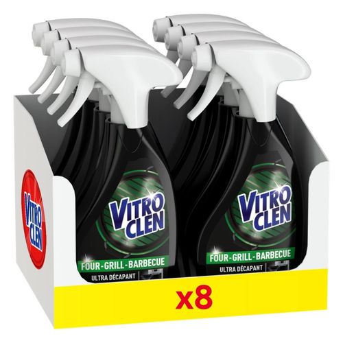 VITROCLEN Lot de 8 Sprays nettoyant ultra décapant four-grill-barbecue - 250 ml