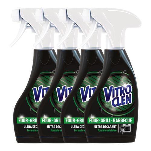 VITROCLEN Lot de 4 Sprays nettoyant ultra décapant four-grill-barbecue - 250 ml