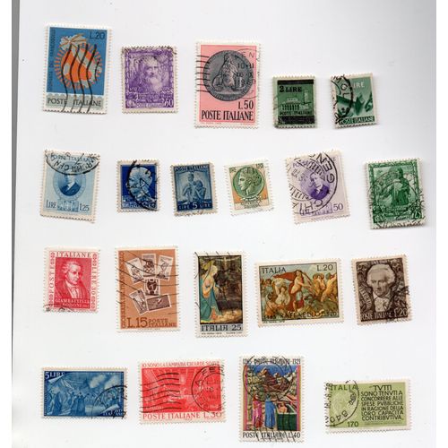 Italie- Lot De 20 Timbres Oblitérés Divers- Trace De Charnière