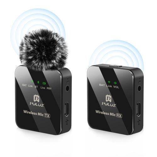 Microphone cravate sans fil multifonction PULUZ (couleur : noir) - Type-C 2 TX + 1 RX
