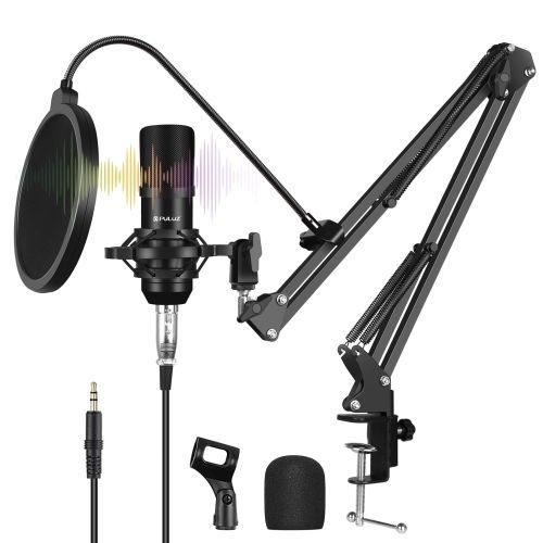 Kit micro et carte son USB PULUZ avec bras pliable, support antichoc et carte son (couleur : noir) ¿ 1,5 m, 8 broches