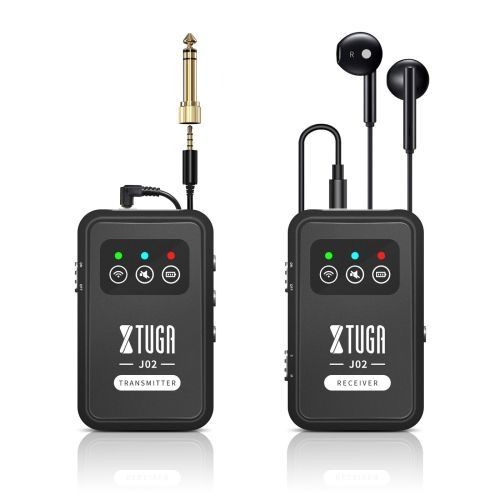 Système de mini-moniteur intra-auriculaire sans fil stéréo 2,4 GHz XTUGA J02 avec émetteur-récepteur (noir) - SF-1