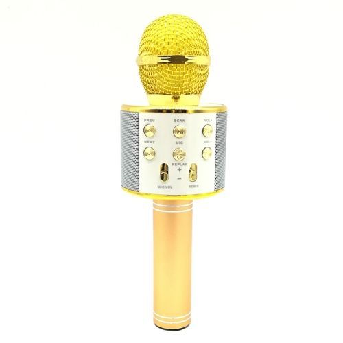 Microphone sans fil Bluetooth portable WS-858, entièrement métallique, haute qualité, pour karaoké, KTV (couleur : doré) - WS-858 (noir)