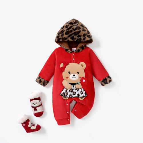 Baby Girl Christmas Bear Animal Jumpsuit,Chaussettes