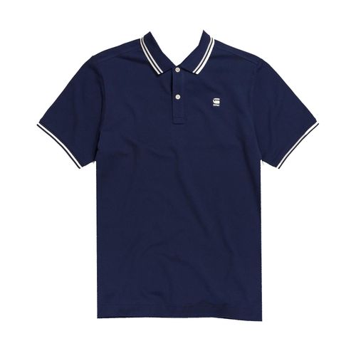 Polo Manches Courtes G Star Dunda Slim Stripe Polo Ss Bleu Moyen M