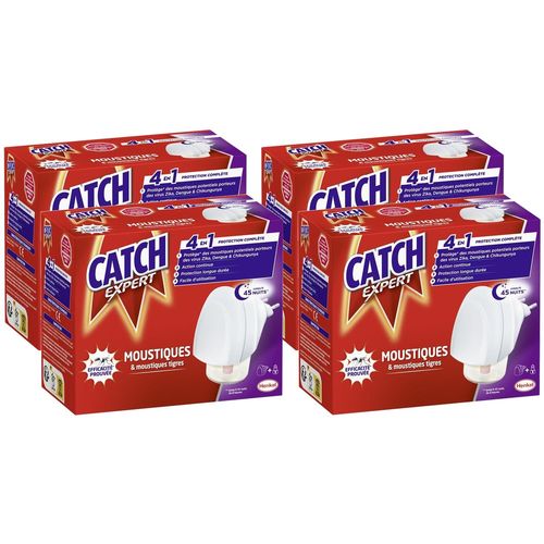 CATCH Lot de 4 Diffuseurs électrique Moustiques Répulsif 45 nuits