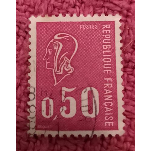 Timbre Oblitéré République Française 0,50 Marianne Becquet Rouge.