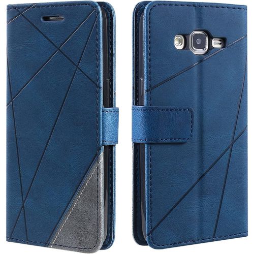 Coque Galaxy Grand Prime Etui En Cuir Pu Portefeuille Housse Fermeture Magnetique Und Flip Pour Galaxy Grand Prime Avec Fermeture Magnetique Bleu