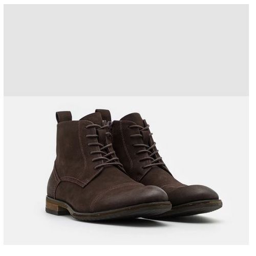 Bottines 41 Cuir Suedine Marron Foncé Style Daim Boots Bottes Homme Lacets Confortable Bottillons