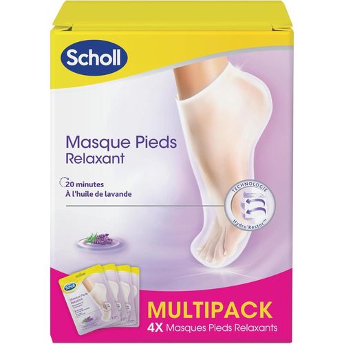 Scholl Lot De 4 Paires Masques Pieds Relaxant Lavande Pour Peaux Sèches