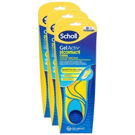 Scholl Lot De 3 Semelles Gelactiv Femmes Décontractée Quotidien Confort S - T1 35,5 À 40,5 