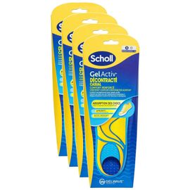 Scholl Lot De 4 Semelles Gelactiv Femmes Décontractée Quotidien Confort S - T1 35,5 À 40,5 