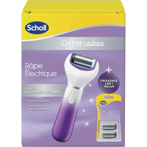 Scholl Coffret Râpe Électrique 2 En 1 Pour Éliminer Les Callosités Et 2 Rouleaux 2 En 1