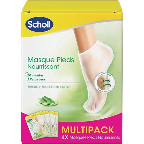 Scholl Lot De 4 Paires Masques Pieds Nourrissant À L'aloe Vera