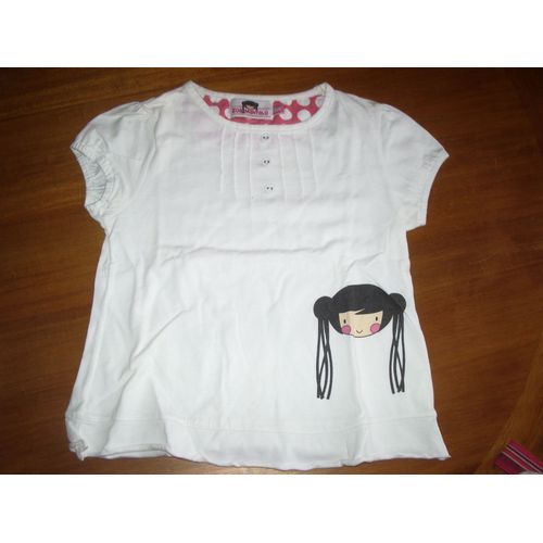 T-Shirt Zoé Mentalo Blanc Imprimé Taille 8 Ans