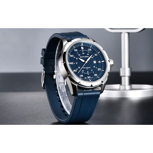 Montre Homme Étanche 5 Atm Mouvement Quartz Japonais - Bracelet Silicone Noir, Boîtier Acier Inoxydable, Cadran Kaki Avec Date, Sport, Business Et Casual Polyvalent Bleu