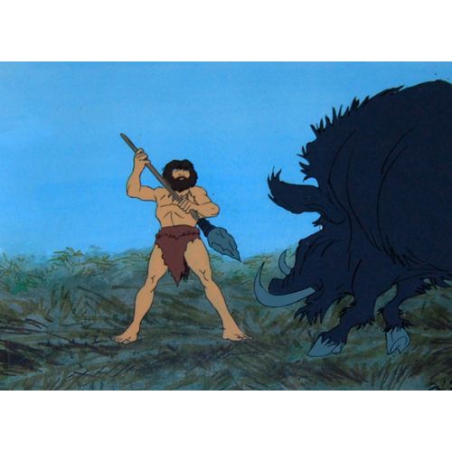 Cellulo Original Rahan Fils Des Ages Farouches Anime Cel Phacochère 1986