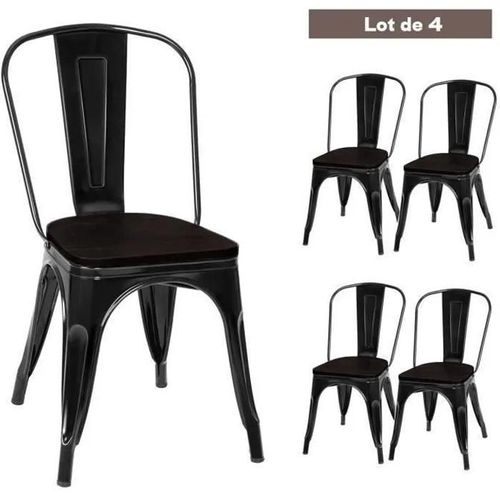 Costway 4 Chaises Salle À Manger Empilables, Style Industriel En Acier Convient Pour Bistrot,Cuisine,Bar,Café, Jardin,Balcon