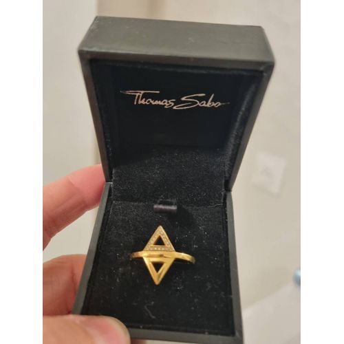 Bague Thomas Sabo Dorée Et Strass Forme Triangle Taille 54