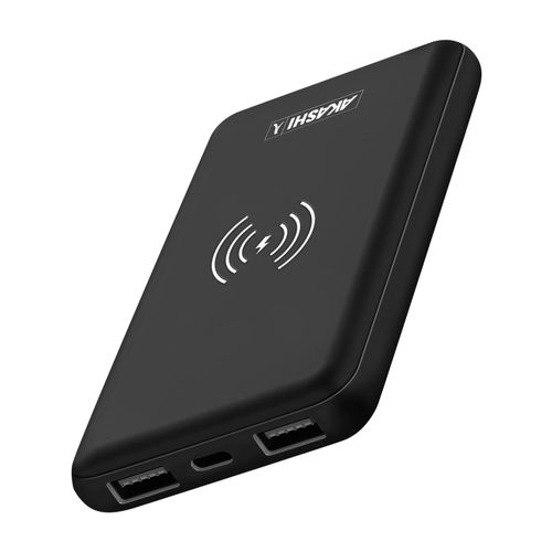 Batterie Externe 10000 Mah Avec Charge Sans Fil 2x Usb 1x Usb C Akashi Noir