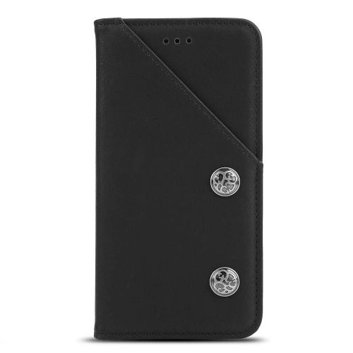 Rétro Bronze Motif Flip Phone Case Housse De Téléphone En Cuir Pu Pour Iphone 7 Plus / 8 Plus - Noir