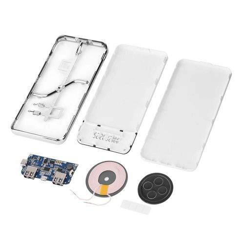 10000mah Dual Usb Qi Wireless Fast Charger Led Affichage Led Mobile Power Bank Case Kit De Bricolage Blanc