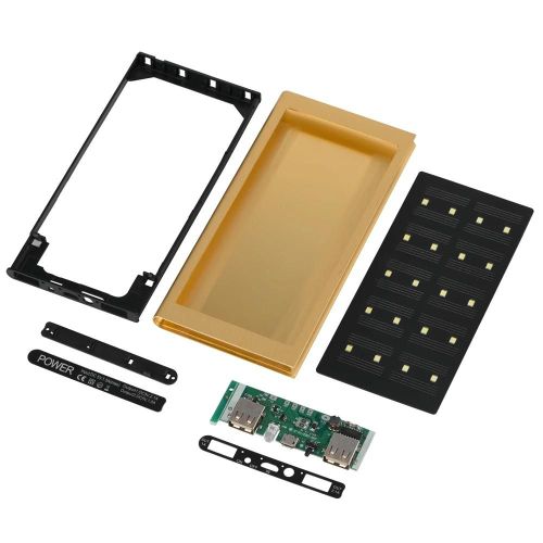 8000mah Double Usb Portable Extérieur Batterie Banque D'alimentation Solaire Chargeur Mobile Kit De Boîtier Bricolage Or