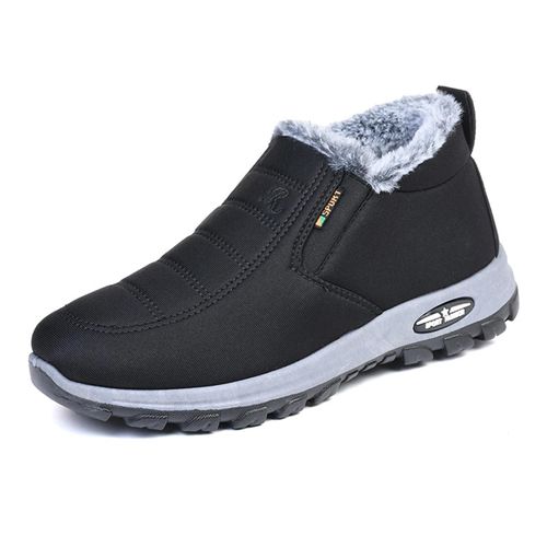 Automne Hiver Hommes Polaires Coton Chaussures Antidérapant Semelle Souple Chaussures De Baskets Pour Shopping Rencontres Noir,44