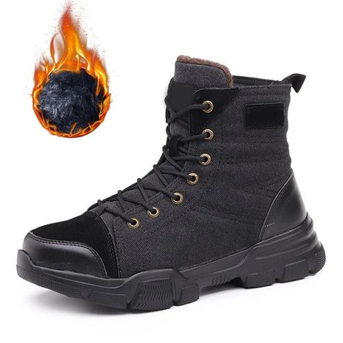 Bottes De Travail À Embout D'acier Pour Hommes Indestructible Sécurité Anti-Perforation Imperméable Léger Respirant Chaussures Pour La Randonnée Noir Plus Velours,44