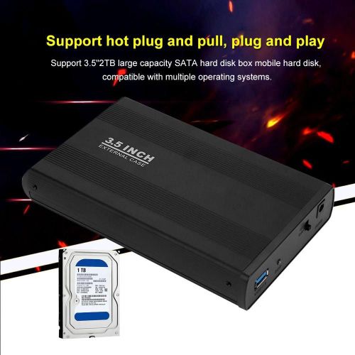 Disque dur 3,5 pouces HDD externe Boîtier USB 3.0 SATA HDD Box 100-240V (US Black)