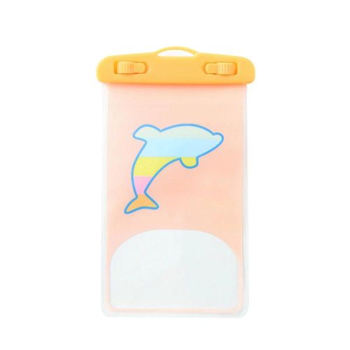 Dessin Animé Animal Étanche Pvc Téléphone Sac Pochette Étui Pour La Nagage Navigation De Plaisance Surf (Dauphin Orange)