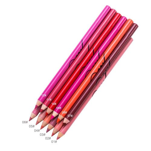 3 En 1 12 Couleurs Professionnel Imperméable À Lèvre Crayon Crayon Rouge À Lèvres Stylo Eyeliner Stylo (1-12) 