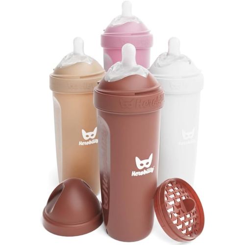 Gothicana By Empbiberons Doubles Anti-Coliques ¿ 12 Fl Oz/340ml ¿ Lot De 4 ¿ Biberons Multicolores ¿ Sand, Waldmurmeltier, Rosa, Weiß