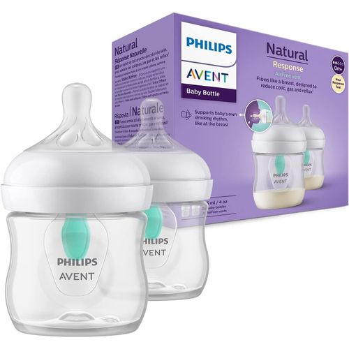 Gothicana By Emp¿¿ , Biberons À Réponse Naturelle De 125 Ml Avec Valve Airfree, Sans Bpa, Pour Les Bébés De 0 Mois Et +, Lot De 2, Modèle Scy670/02