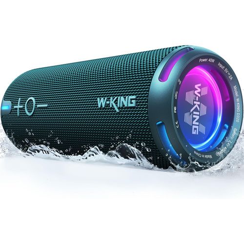 Enceinte Bluetooth Puissante, 40W Ip67 Haut-Parleur Enceinte Bluetooth, App/Eq Personnalisée,Son Surround Stéréo 360°/Lumières/Basses Profondes/V5.3/Dsp/24H/Tf/Aux,Pour Douche,Camping,Chantier