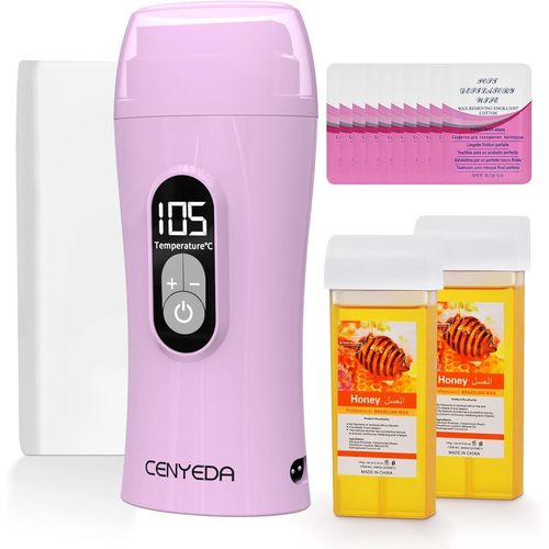 Kit Cire Roll On,Upgrade Affichage Numérique Contrôle De La Température Epilateur Pour Épilation,Kit Epilation Cire Contient 2 Cire Roll On,10 Huile Déparaffinée Et 100 Bandes Cire